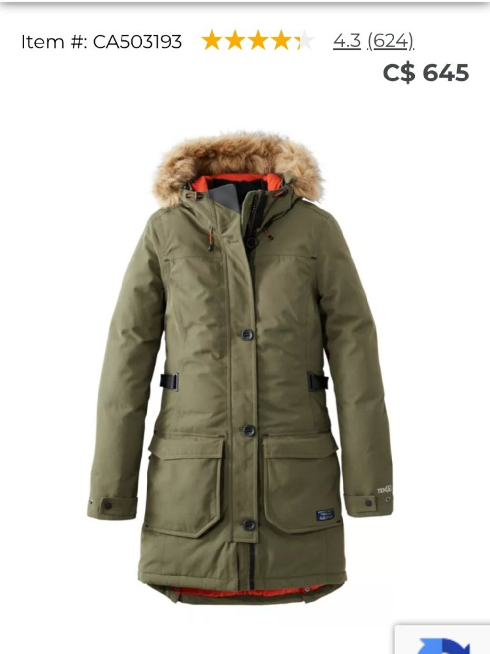 LL Bean Maine Mountain Parka